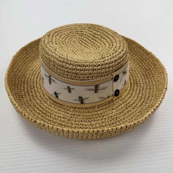 Mary Lake Thompson Straw Sun Hat Bee Ribbon Band Wide Brim Garden Cottage main image 8